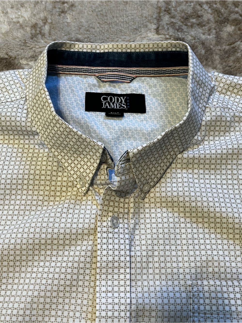Cody James Mens 3XLT Geo Micro Print Short Sleeve Button Down Western Shirt 3XL